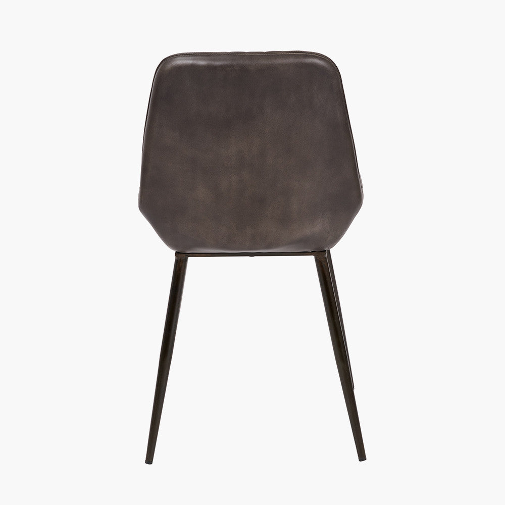 Angelo Peppercorn Leather & Bronze Metal Retro Dining Chair